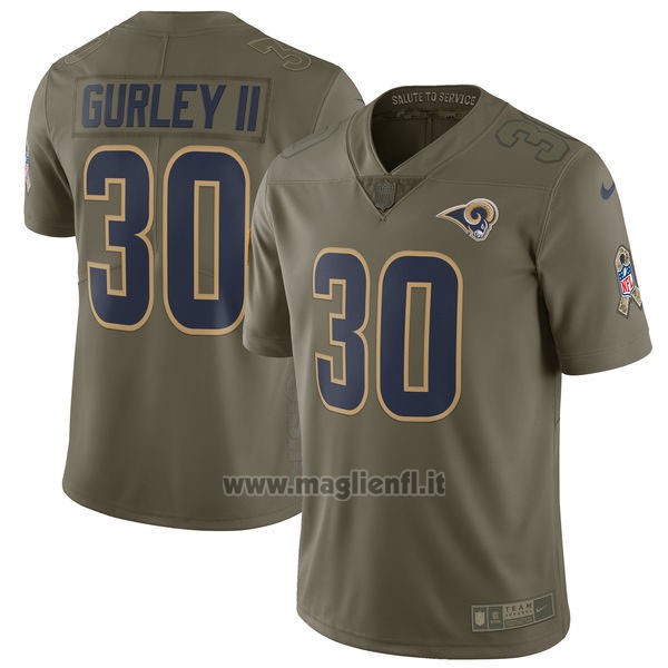 Maglia NFL Limited Bambino Los Angeles Rams 30 Gurley Ii 2017 Salute To Service Verde